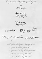 Fünf echte Autogramme von William Shakespeare (1564-1616)